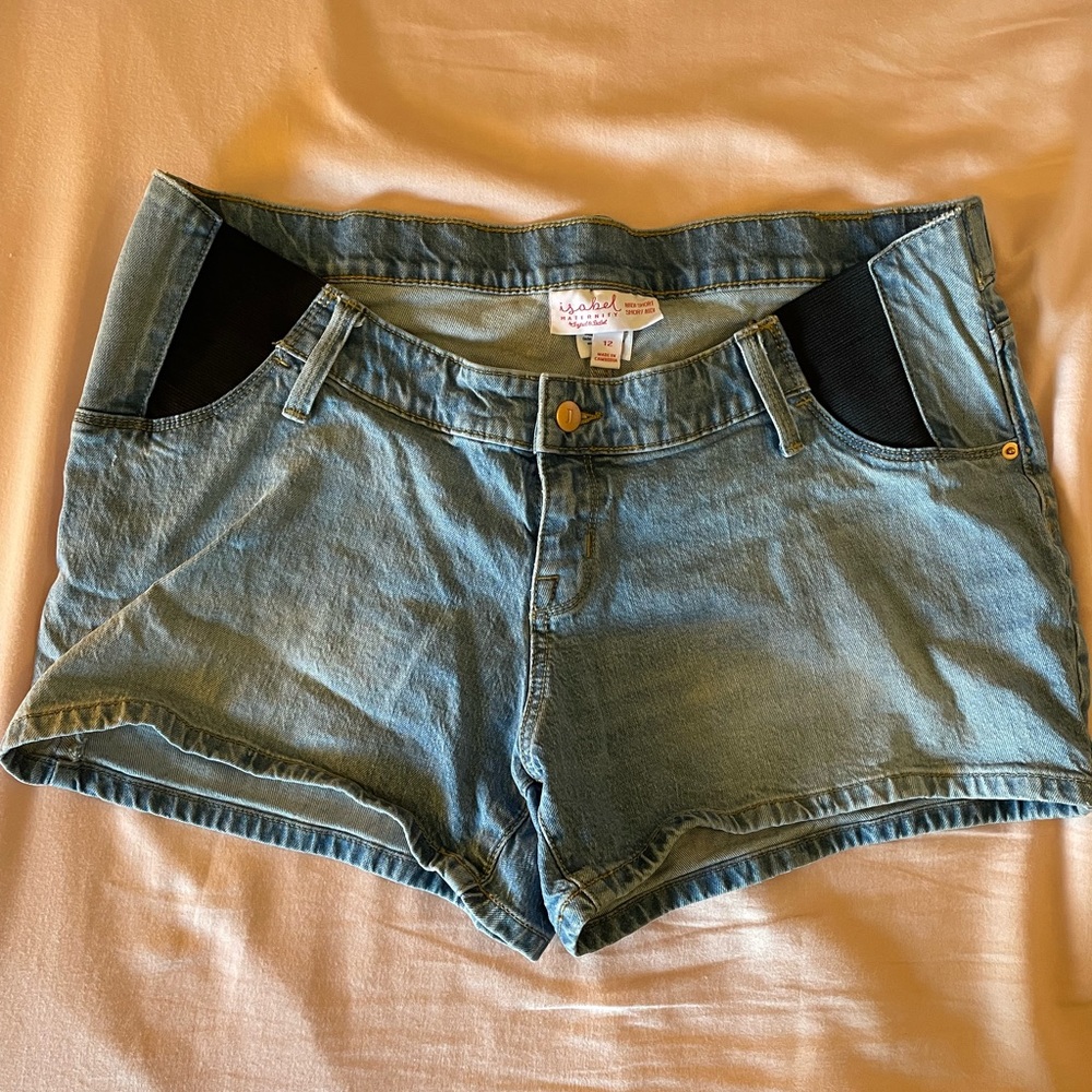 Maternity denim shorts